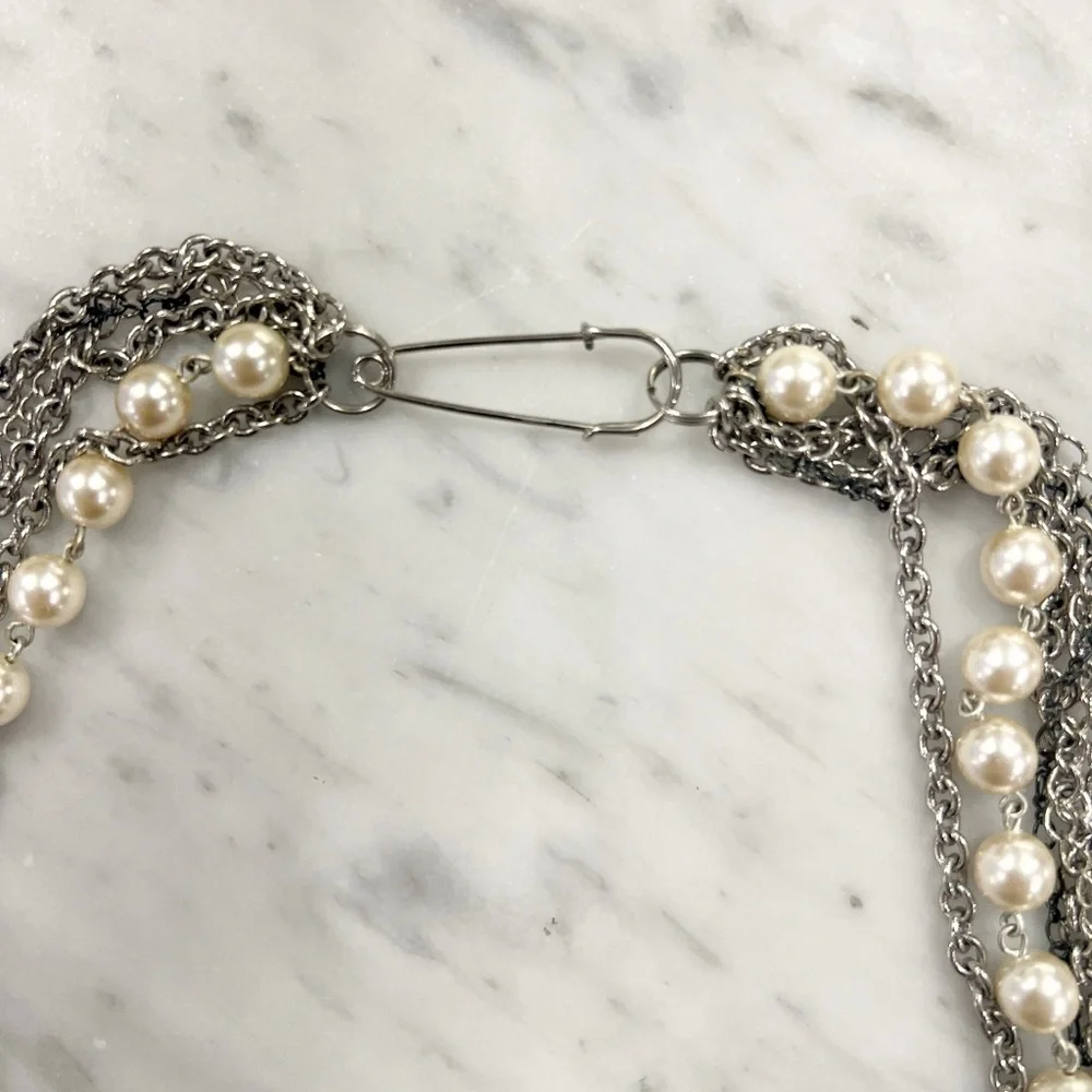 Elegant Silver and Pearl Multi-Stand Necklace - Picture 3 of 4